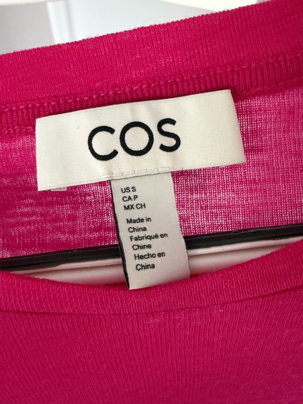 COS Hot Pink Ribbed Crew Neck Top - Picture 3 of 7
